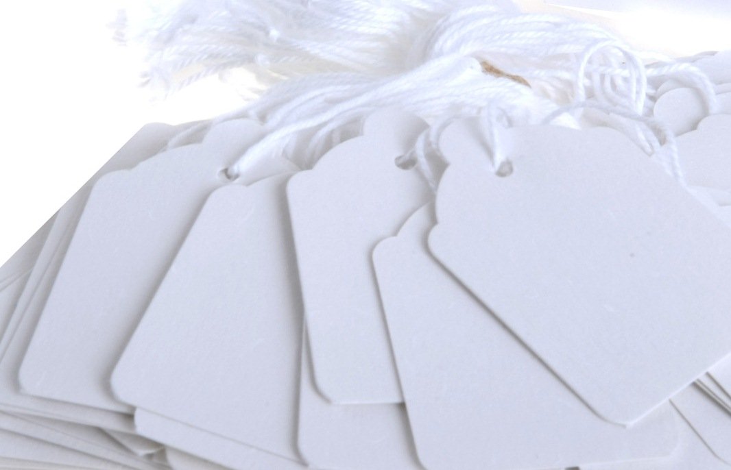 White Quality 21 X 13Mm Strung Tags Price Tags Labels Reinforced Rings Luggage Strong String Retail Gun Ticket Tie On Gift Ivy(Pack Of 100)