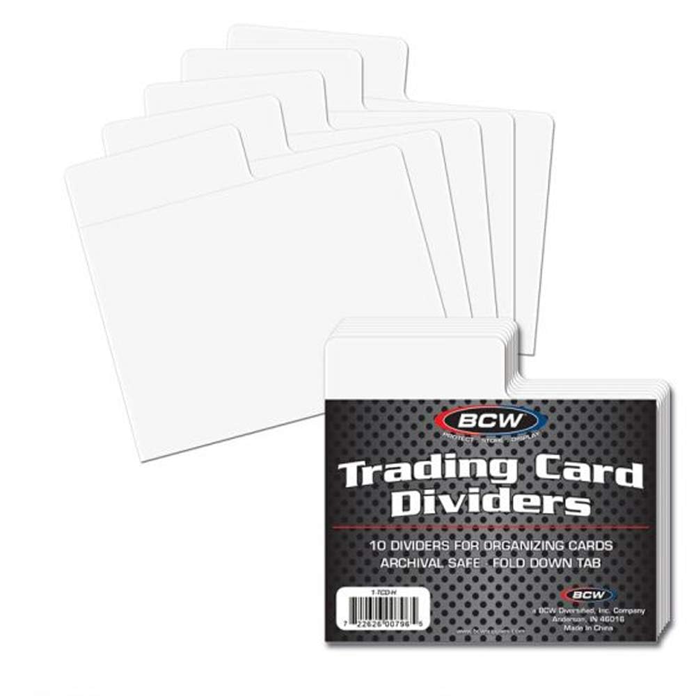 BCW Horizontal Trading Card Dividers - 10 ct | Archival Quality, Write-On Index Tab, 3 11/16 X 2 11/16 Inches | Fits Single Row Card Boxes| Card Collection Organizer Dividers