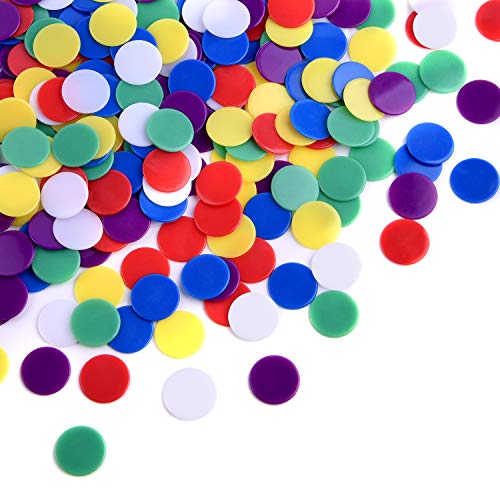 Coopay 900 Pieces Counters Counting Chips Plastic Markers Mixed Colors For Bingo Chips Game Tokens, Contain White, Blue, Green, Yellow, Red, Purple Colors #TOP1