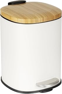 WENKO Kosmetikeimer, Treteimer 3 L mit Bambusdeckel & Easy-Close