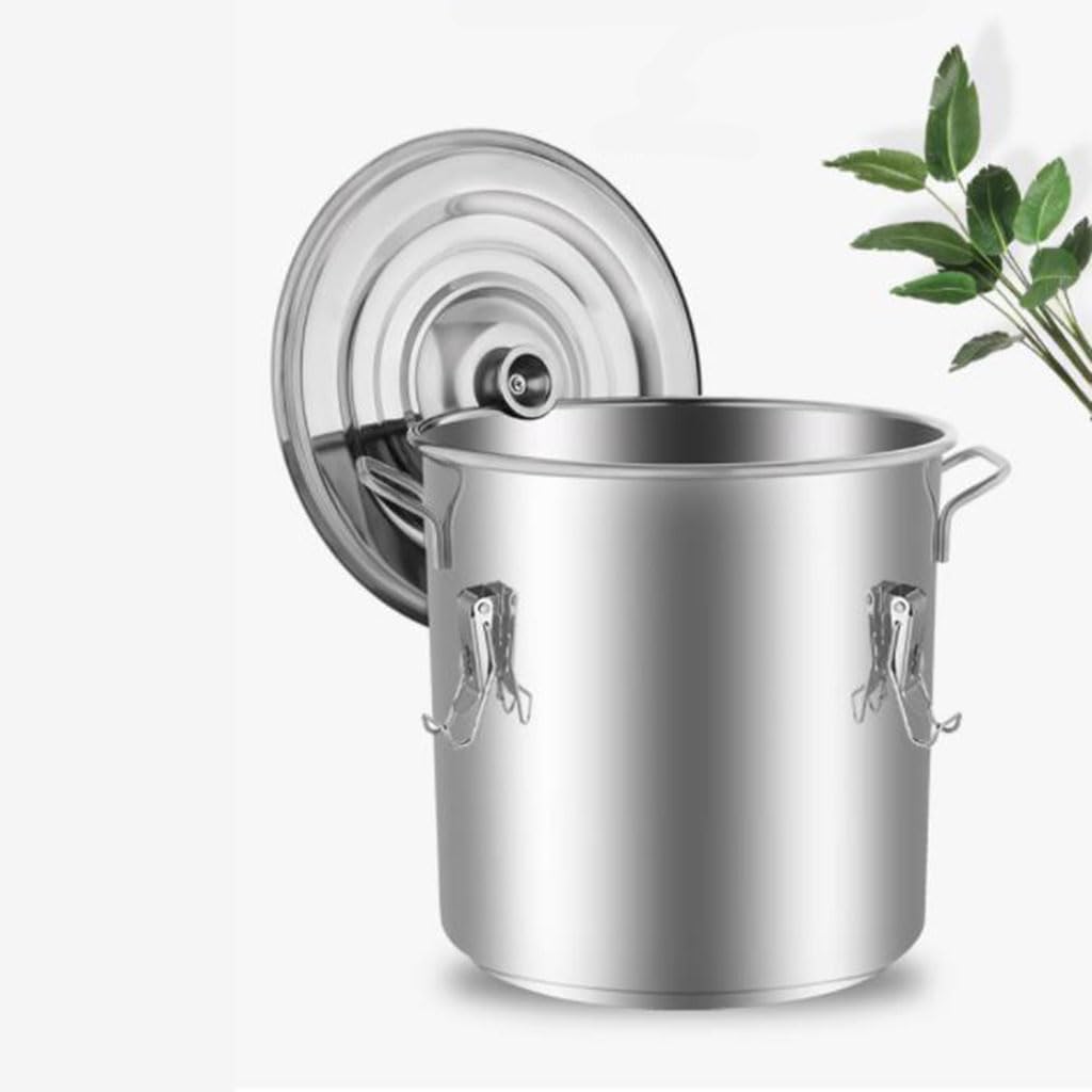 Contenitori per Alimenti in Acciaio Inossidabile 304,Ermetici con Manico Portatile,Secchio per Contenitori di Riso da Cucina Grande con Coperchi E Morsetto di Bloccaggio Laterale(Size:20L)