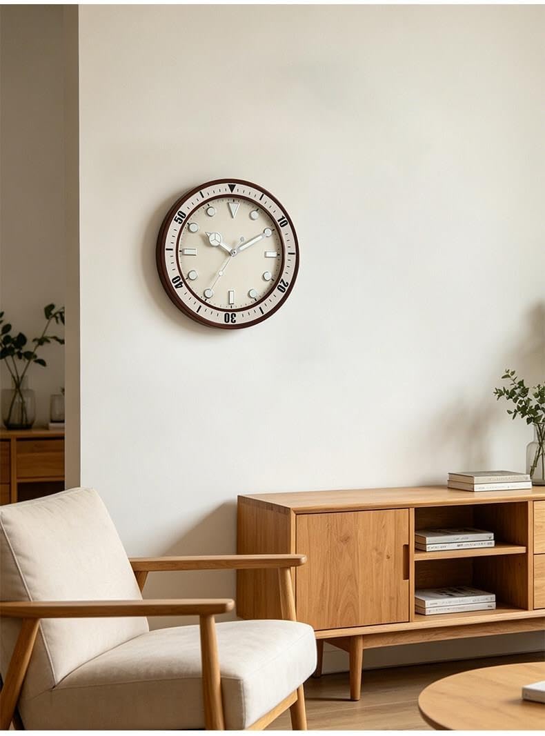 Moderne Horloge murale en bois vintage avec couvercle verre pour Salon