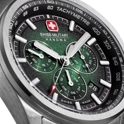 Image of Swiss Military Hanowa SMWGI0004206 Pioneer - Swiss Made Round Green Chronograph - Watch for Men