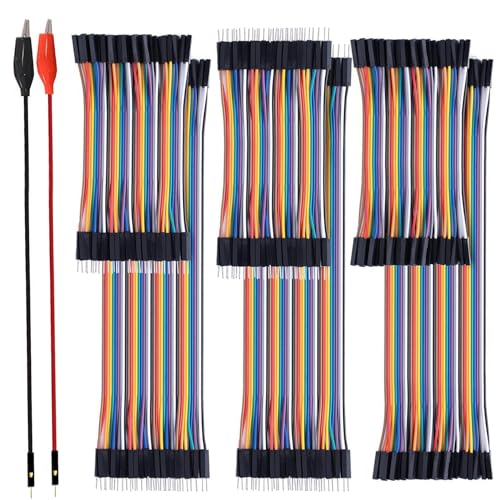 240pcs Breadboard Jumper Wires - Assorted Kit, Multicolored Ribbon Cables for Arduino - 10cm/4" &amp; 20cm/8" Wire Length Options, Dupont Male &amp; Female Connectors
