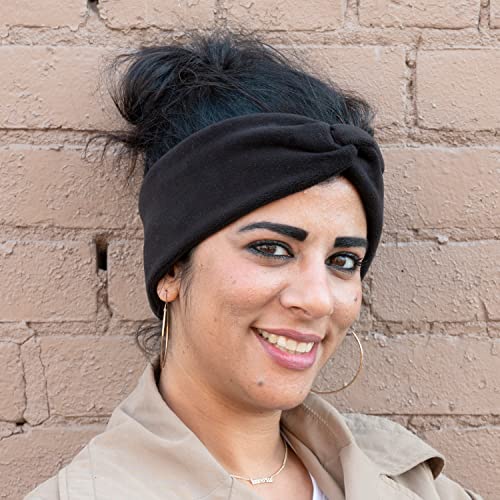Isotoner Womens Recycled Water Repellent Cozy Soft Fleece Cold Weather Headband, Black #TOP2