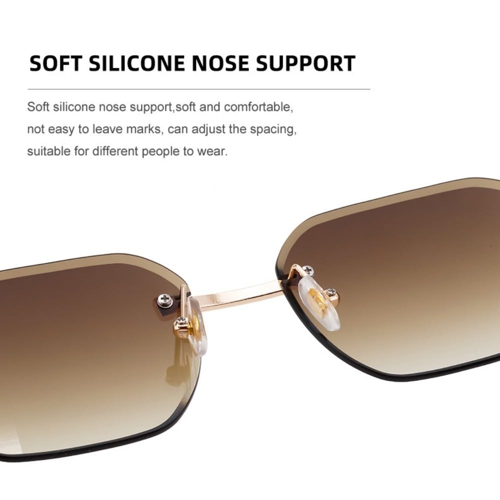 Okulary przeciwsłoneczne Vintage Square Rimless Men, modne okulary punkowe bezramkowe UV400