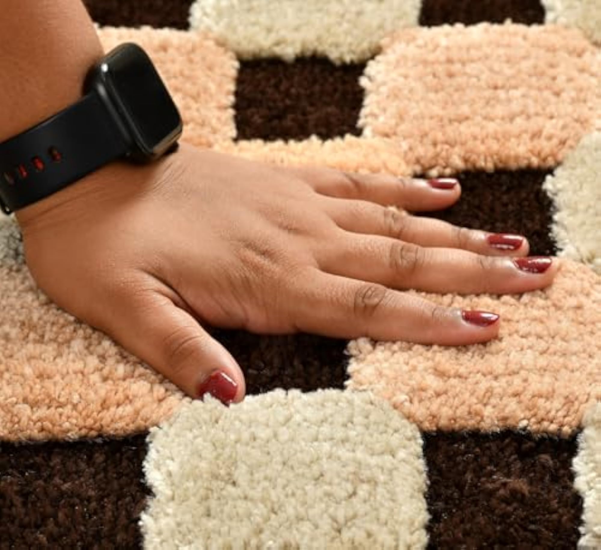 Microfiber Door Mat, Checkered Absorbent Bath Mat