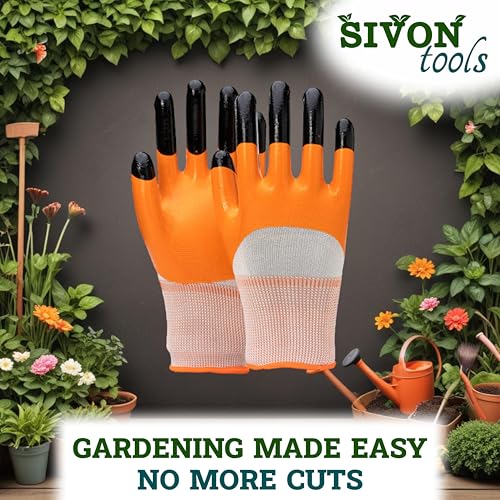 Image of SIVON Gardening Gloves for Digging & Planting | Cut Resistant Gloves for Nursery Plants | Reusable Garden Farming Gloves | Gloves for Digging, Planting & Pruning