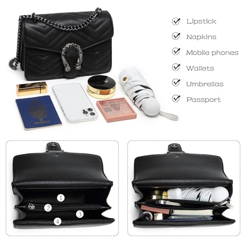Image of MYHOZEE Crossbody Bags for Women - Snake Printed Clutch Purses Leather Chain Shoulder Bags Evening Handbags
