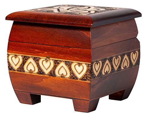 Artisan Owl Polish Handmade Trinity and Heart 5 Wooden Chest, Including Lock and Key, with Red Interior, Perfect for Keepsakes and Special Items Artisan Owl Polish Handmade Trinity and Heart 5" Wooden Chest, Including Lock and Key, with Red Interior, Perfect for Keepsakes and Special Items