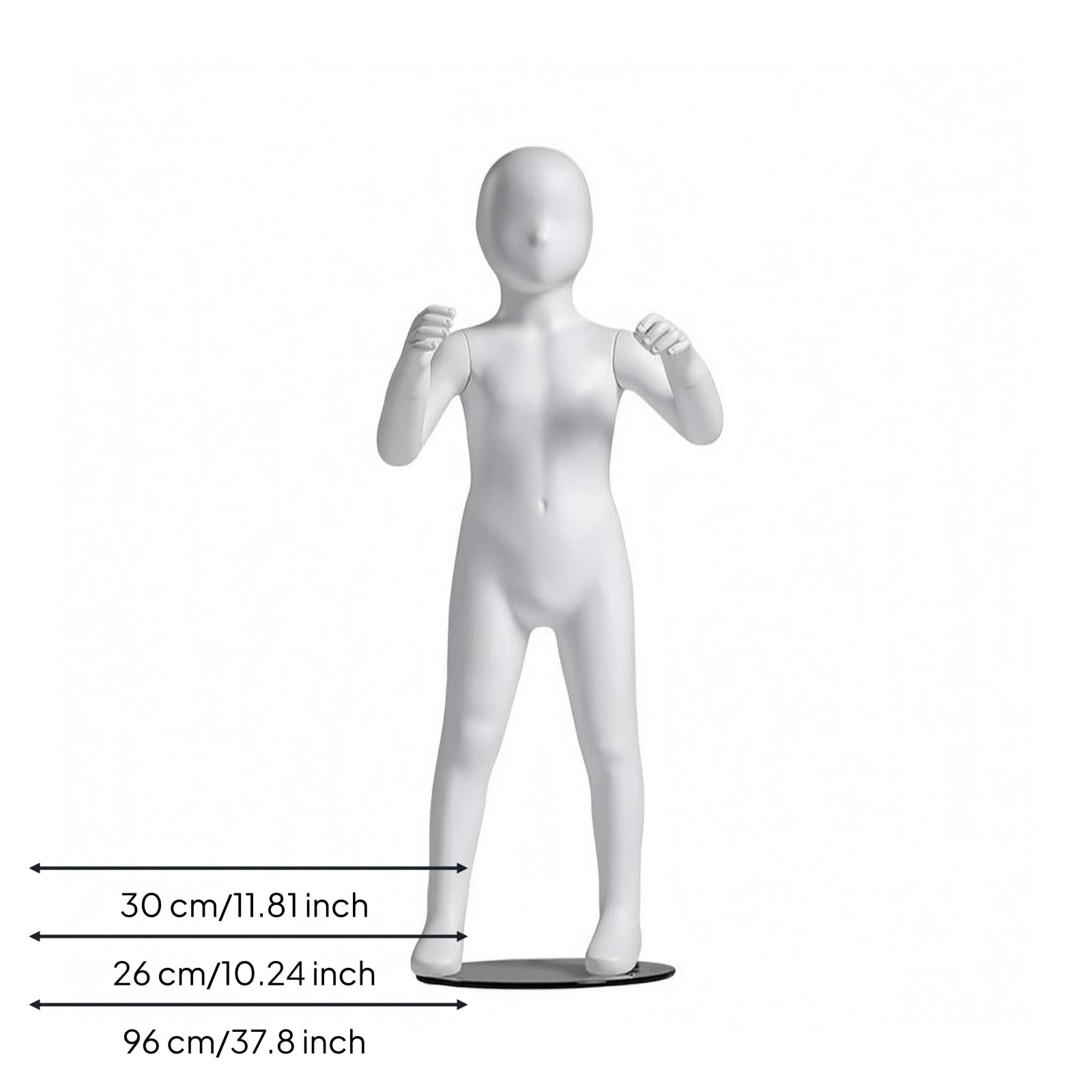 Kinder Schaufensterpuppe Ganzkörper Mannequin Kinderpuppe Schaukörper Torso mit Basis aus FRP Und Glas für Stabile , Weiß , QT-1-6 Kindermodell Stehend, Mit Sockel
