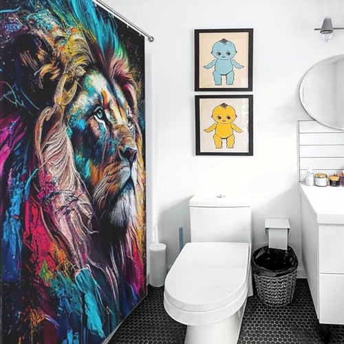Rideau de douche lion en tissu polyester lavable de qualité supérieure - 3