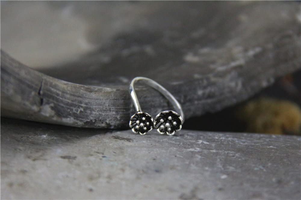HGJH Verstellbarer Ring, Sterling Silber Ringe Frauen 925 Kleine Blume Verstellbare Ringe Retro Mode Verstellbare Sterling Kleid Ringe Verlobungsring Geschenke Für Männer Mädchen Frau Ewigkeitsringe