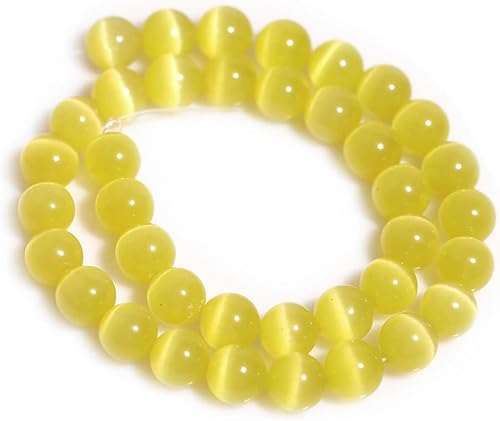 Miniatura 4 de HAAMIIQII 45 cuentas de ojo de gato amarillo de 0.315 pulgadas (0.315 in), cuentas redondas sueltas de piedras preciosas para hacer joyas hebras de
