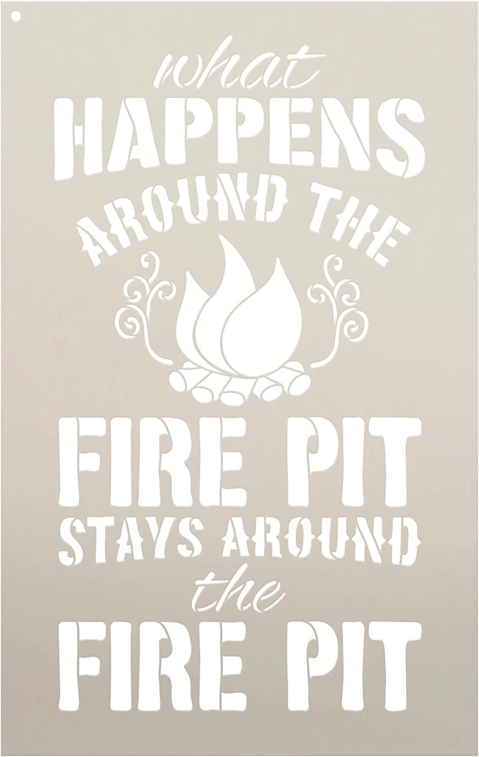 Ivana's Fire Pit - Word Art Stencil - STCL1891 - (10" x 16")