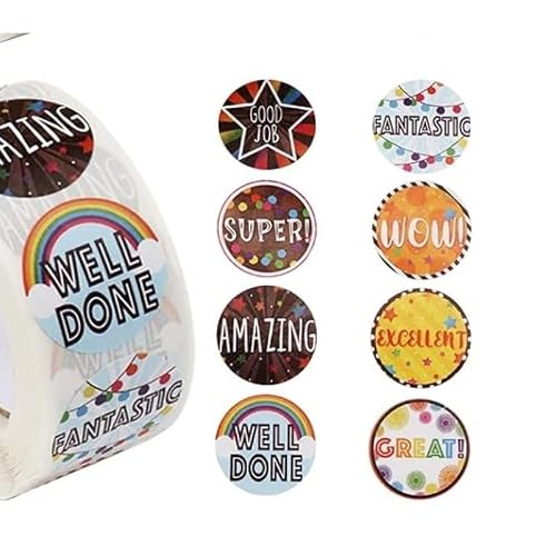 ملصقات تحفيزية للطلاب M4 مع 8 تصميمات مرحة، ملصقات مكافأة المعلم 2.5 سم لإدارة الفصول الدراسية ومخططات السلوك وجوائز العمل الدراسي، عبوة من 32 قطعة