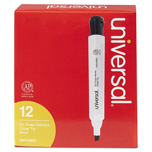 Dry Erase Marker, Chisel Tip, Black, Dozen