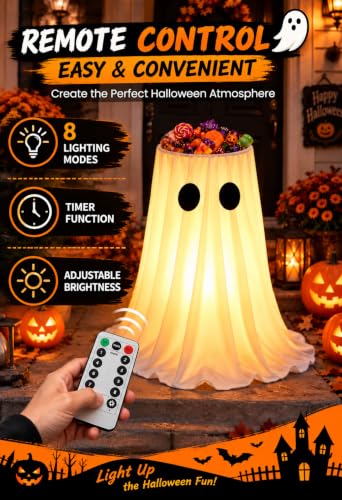 Halloween Ghost Candy Bowl, 47in Adjustable Height Candy Holder with Remote - image 4