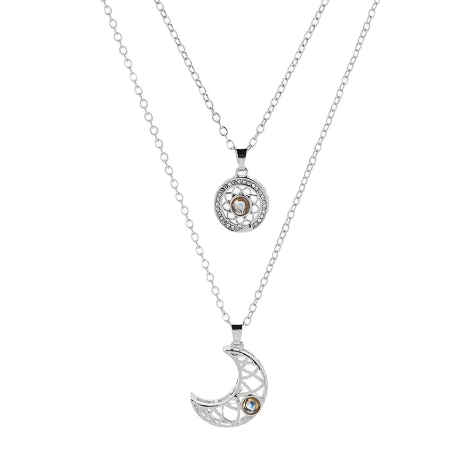 Collana Coppia Magnetica Sole E Luna | Proietta Ti Amo In 100 Lingue | Gioiello Unisex Per Fidanzati