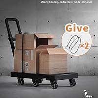 Vista 6 de Carro de mano plegable, carrito portátil para mudanza, carrito de equipaje de 500 libras con 6 ruedas y 2 cuerdas elásticas para equipaje, viajes