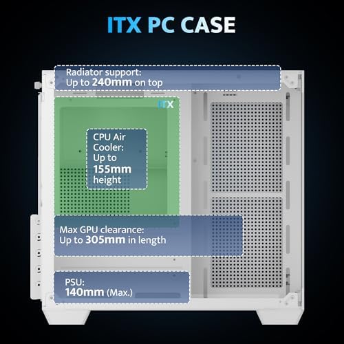 darkFlash ITX PC Case, Pre-Install 3 PWM ARGB Fans Computer Case, Full View Dual Tempered Glass ITX Case, Mini Size, Supports 240mm AIO(C275P) (White)