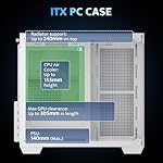 darkFlash ITX PC Case, Pre-Install 3 PWM ARGB Fans Computer Case, Full View Dual Tempered Glass ITX Case, Mini Size, Supports 240mm AIO(C275P) (White) - Image 4