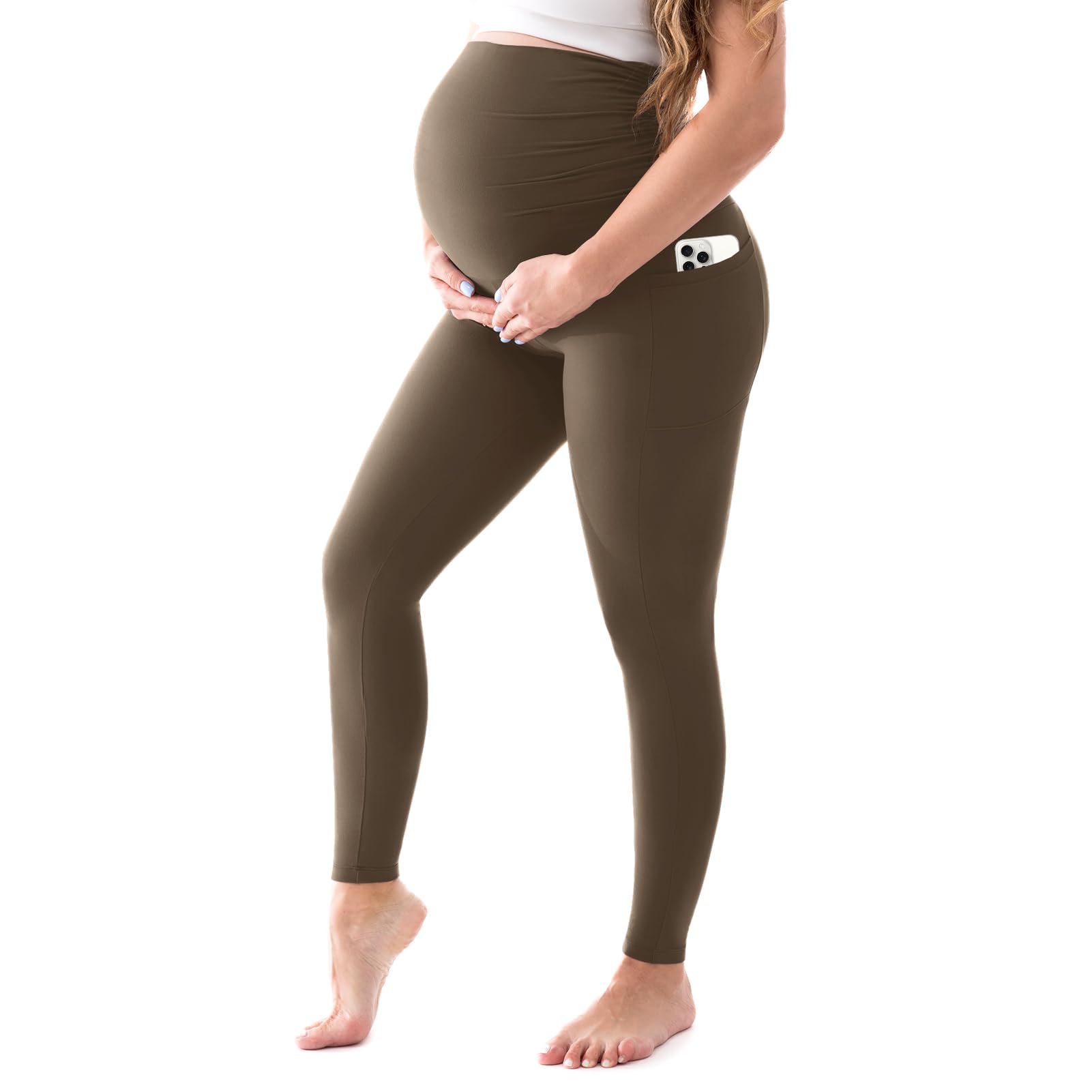 Walifrey Maternity Leggings with Pockets Over the Belly