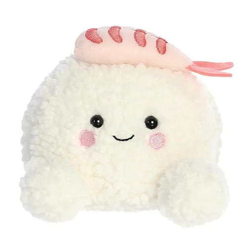AURORA 33872, Palm Pals EBI Shrimp Sushi 5in, Peluche, Blanco y Rosa