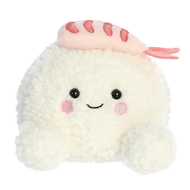AURORA 33872, Palm Pals EBI Shrimp Sushi 5in, Peluche, Blanco y Rosa