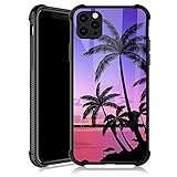 ZHEGAILIAN iPhone 13 Case,Colorful Sunset Palm Leaf iPhone 13 Cases for Girls,Soft TPU Bumper Reinfo