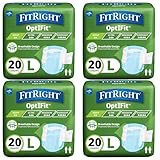 FitRight OptiFit Extra Adult Briefs, Incontinence Diapers with Tabs, Moderate Absorbency, Large, 44 to 56