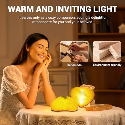 Image of JTT Folding Book Lamp, 2Pack Book Light Gifts Cool Novelty LED Night Light, Heart Lights 4 Colors White /Yellow /Warm Yellow and Changing Led Lights,Paper Lamp for Home & Library Decor Holiday Gifts