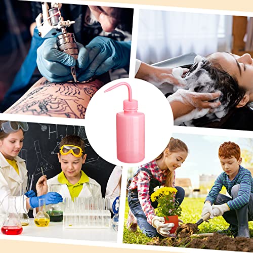 Zubebe 18 Pcs 250 ml Tattoo Wash Squeeze Bottle Bulk Plastic Squirt Lash Water Bottle with Narrow Mouth Scale Labels for Lab Wash Cleaning Water Tools, Plant Irrigation(Pink)