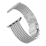 Wearlizer Silver Compatible with Apple Watch Band 38mm 40mm for iWatch Womens Mesh Loop Stainless Steel Replacement Metal Beauty Strap Wristband Dress Chain Bracelet Series 5 4 3 2 1 Sport Edition