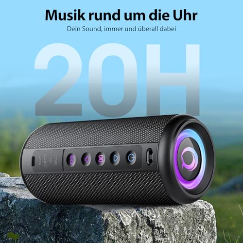 dotn Bluetooth Lautsprecher, Musikbox Bluetooth 5.4 mit RGB Licht, Tragbare Bluetooth Box, Freisprechfunktion, IPX7 wasserdicht… – Ansicht 5