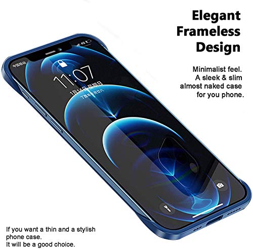 Image of EGOTUDE Ultra Slim Frameless Matte Hard Thin Back Cover Case for iPhone 12 & iPhone 12 Pro (Polycarbonate, Blue)