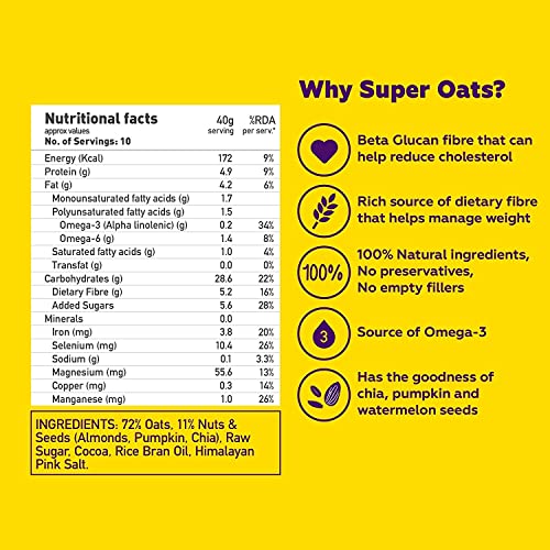 Image of Yogabar Dark Chocolate Oats Combo - Gluten Free Whole Oatmeal for Breakfast - Healthy Breakfast Cereal for Children and Adults - Makes Milk Fun for Children - 400g Each (Pack of 3)