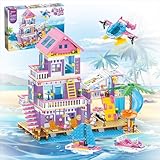 WINGIFT 955 Piece Beach House Building Set,Seaside Beach Villa Building Toys Friends Vacation Hut Blocks Set,STEM BuildingToys with Helicopter,Yacht,Sailboat,Christmas Birthday Gift for Girl Age 6-12+