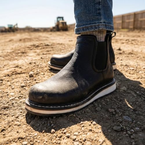 Image of SUREWAY Men's 6-Inch Slip-On Chelsea Work Boots, Soft Toe Leather Boots
