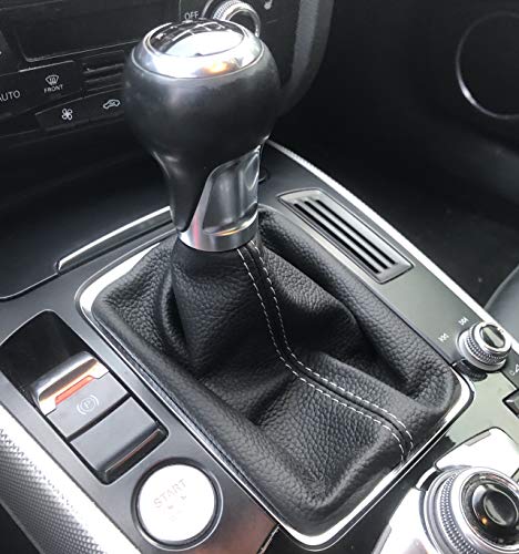 RedlineGoods Shift Boot Compatible with Audi A4 2008-16. Tailor Made - not Universal. Genuine top-Grade Italian Black Leather with Red Thread