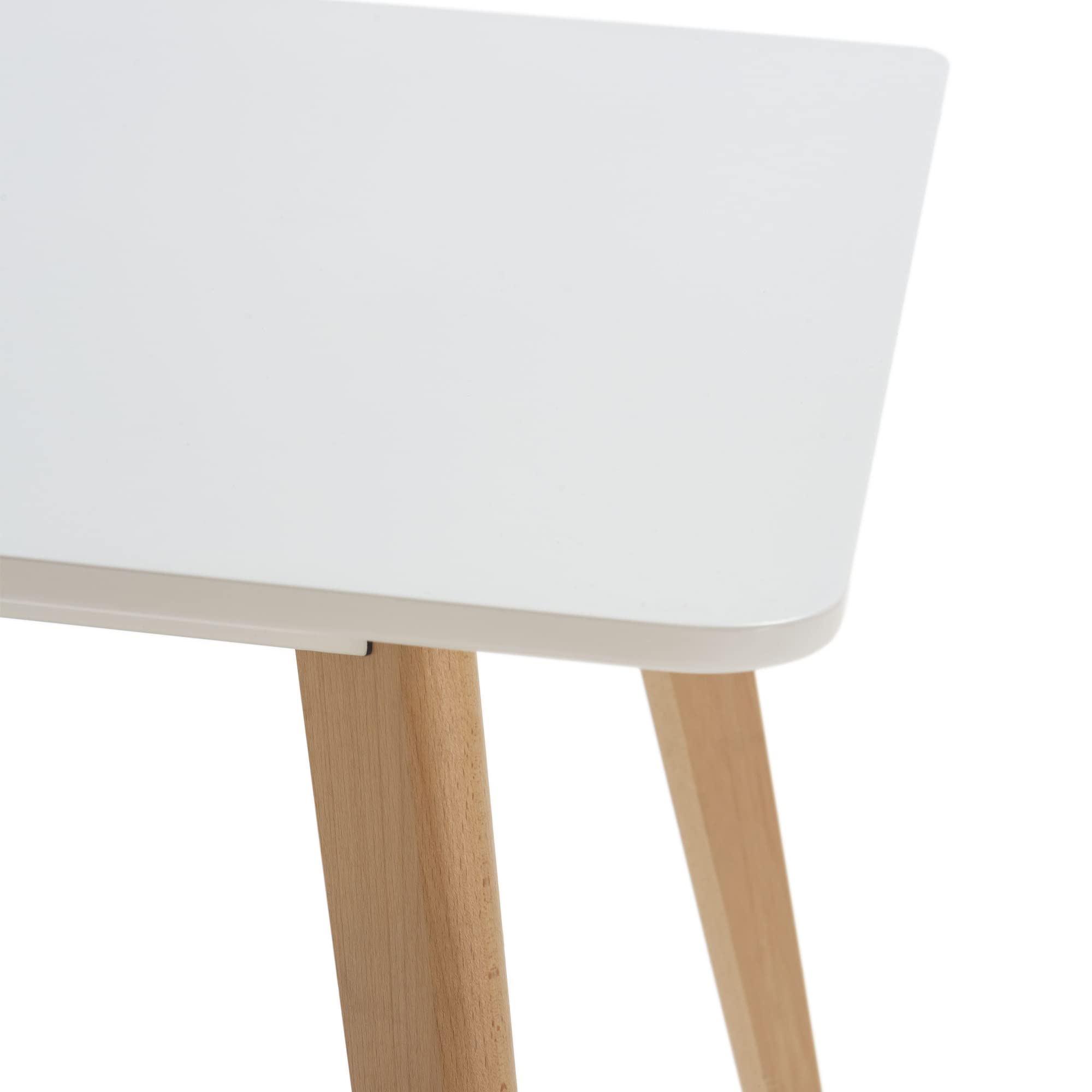 HOMN LIVING Mesa de Comedor Aroa 80x80 cm Blanco, Patas de Madera de Haya, 80 cm (Ancho) 80 cm (Profundo) 75 cm (Altura)