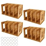 ZOFUN 4 Pcs CD Racks, 30 x 17 x 15 cm Desk Top CD Racks Easy to Assemble, 4 Sections LP Storage Racks, MDF Wood cd Storage Racks for cd DVD Books Magazines Storage