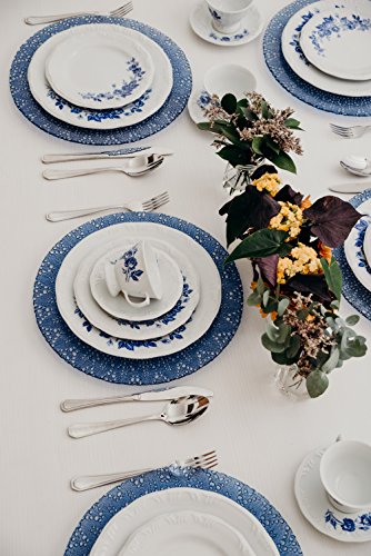 Serviço de Jantar e Chá 30 peças em Porcelana. Modelo Redondo com Relevo Pomerode. Decoração Cora. F