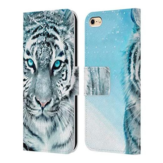 Head Case Designs Officiellt Licensierade Aimee Stewart White Tiger Djur Läder Book Plånboksfodral Kompatibelt med Apple iPhone 6 / iPhone 6s