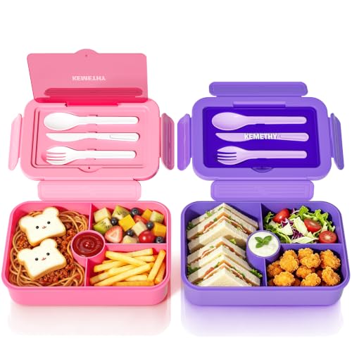KEMETHY 2 Pack Bento Lunch Box for Kids& Adults, Leak-Proof 4 Compartment by KEMETHY - Used condition - US$18.39