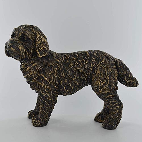 Prezents.com Large Cockapoo Dog Standing Cold Cast Bronze Resin Sculpture - Pet Gifts Stand Out Home Decor H17cm