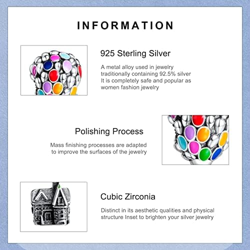 RMMY Charm Up House & Balloons Charm 925 Sterling Silver Pendant Dangle Beads for European Bracelets and Necklaces,Chriatmas Halloween Valentine's Day Birthday Jewelry Gifts for Women & Girls