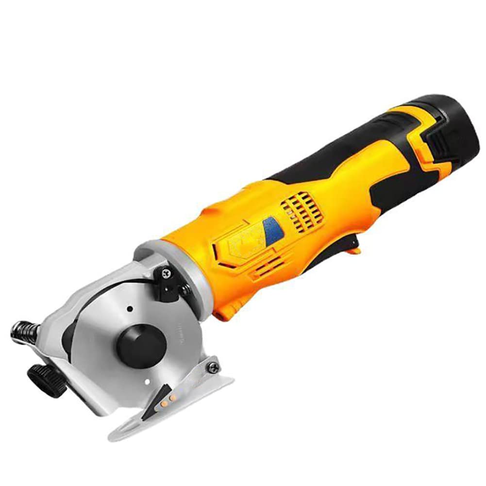 TPARIS Electric Fabric Scissors, 16.8V Automatic Circular Fabric Cutter, Comes with Sharpening Function, 2000mAh Battery, Max Cutting Thickness Is 25mm, for Textile Leather Rubber Carpet Cutting