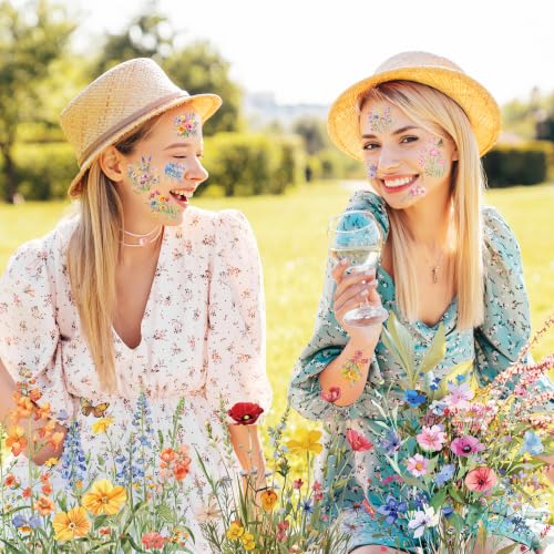 76 PCS Nature Inspired Wildflower Temporary Tattoos for Women Girls