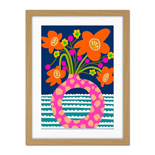 Wee Blue Coo Happy Flowers Bright Bold Floral Artwork Framed